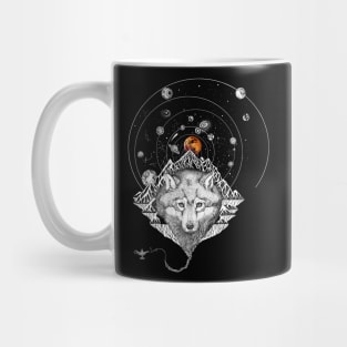 Red Moon Wolf in Space Mug